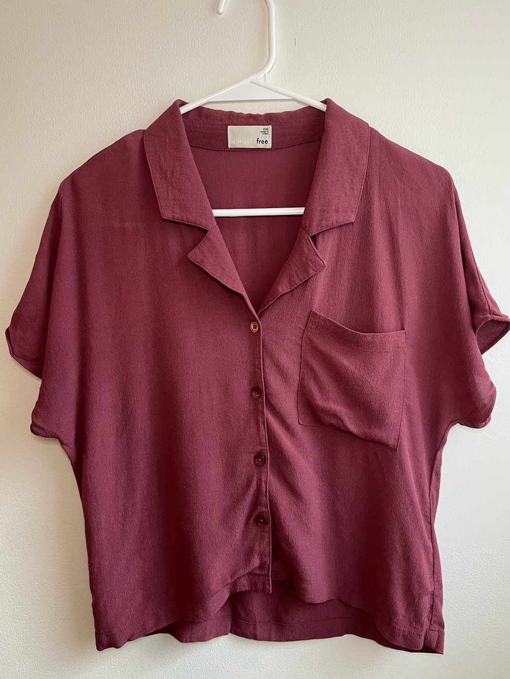 Wilfred Free Camp Collar Button-Up Blouse - Dusty Berry